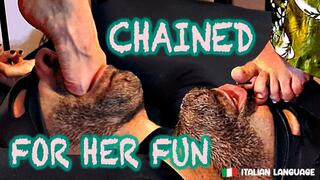 Chained for her fun - HD - ITALIAN LANGUAGE - ass and foot worship - smothering