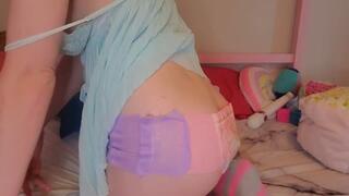 Pillow Hump and Cum in Vintage Pink Princess Pullup