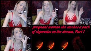 Maha - beautiful pregnant woman she smokes a pack of cigarettes on the stream, Part 1