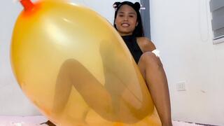 Sexy Kitten Camylle Rides To Pop Your Huge GL 500 Zeppelin Balloon