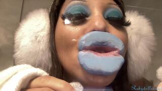 RubyDollLipz's XL Doll Lips Lt Blue Glass Kisses