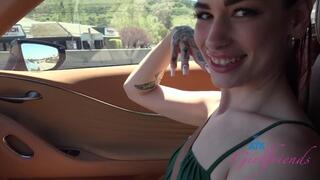 Behind the scenes with Delilah Day on vacation rubbing your cock and teasing in the car