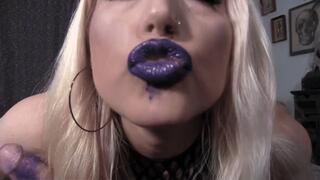 Glossy Blue Lipstick & Black Latex Gloves GFE POV Blowjob Handjob - HD 1080p mp4