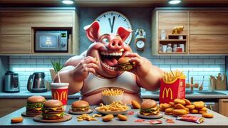 Fat Pig Vs Fast Food Eating Contest OPTIONAL MASTURBATION