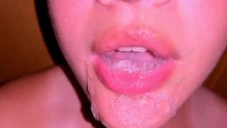 Katy Acosta - Close Up Mouth and Tongue With Lots of Drool Play