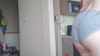 Dancing Topless Drying my Hair Playing Ass Tease