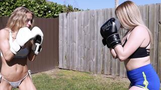 Cay Baby vs Buff Blondie In A Outdoors Boxing Match