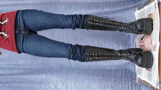 Floor-face trampled by tall Miss in Doc Martens boots (part 3 of 6), flo056x 2160p