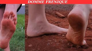 Domme Frenique - Public Dirty feet walking in the mud and dirt - DIRTY FEET - FOOT DOMINATION - SOLES - FEMDOM - FOOT FETISH - CONSENSUAL CANDID -