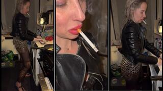 Smoking while cooking in Birkenstock and leather