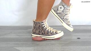 Flattened Under Ambers Snakeskin Converse - Feet Cam - Extreme Cock and Balls Trample - CB41-2