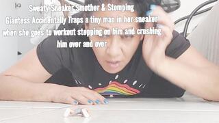 HD Sweaty Sneaker Smother & Stomping Giantess Accidentally Traps a tiny man in her sneaker when she goes to workout stepping on him and crushing him over and over