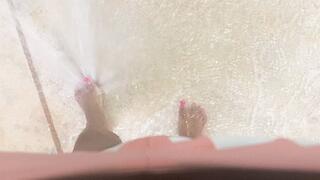 Sexy Soles with Pink Polish get Wet 1080