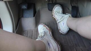 Fifi pedal pumping her SUV in muddy Converse