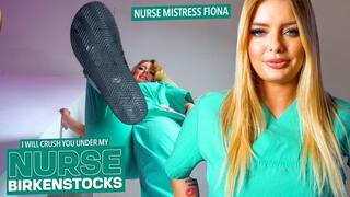 I will crush you under my Birkenstock slippers from work ( Giantess Feet with Nurse MIstress Fiona ) - FULL HD MP4