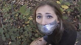 MP4 Format 20 year old with two knee high socks in mouth and stickiest duct tape MP4 Format