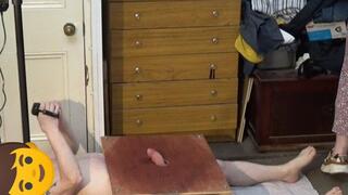 PINK WELLIES, UGG TRAINERS AND BAREFOOT COCK CRUSH w CUM SHOT UGGS AND BAREFOOT 4