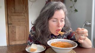 eating hot soup