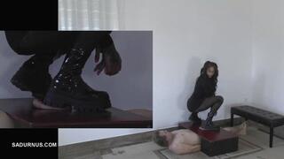 Mistress Cleo's long stomping for the slave's ruined orgasm Picture in Picture wmv