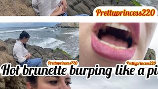 Hot brunette burping like a pig