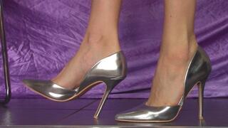 Ultra Shiny Silver Heels Dangle