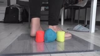 Italian Girlfriend - Play dough crush fetish by size 11 girl barefoot footrpint