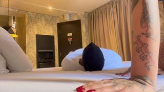 Facesitting using nylon stockings