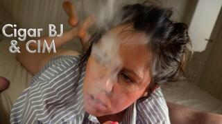 Petite Cigar, Huge Cum in Mouth: Smoking Blowjob for Lucky You (POV)