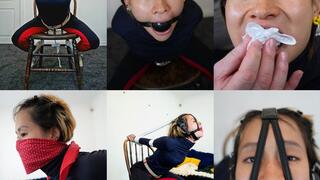Young cute Chinese submissive girl in strict chair tie and multi gagged (mp4)