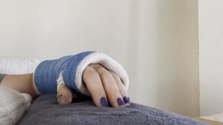 Super close-ups of my thick blue forearm and hand cast