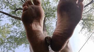 Hold this between my filthy feet with your NOSE, POV Foot Humiliation