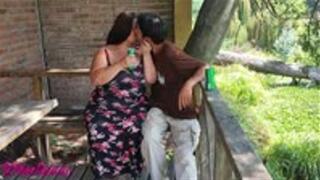 Stepmom and Stepson in Travel Trip - Shower