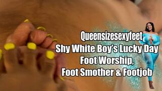 Shy White Boy’s Lucky Day Foot Worship, Foot Smother, & FootJob