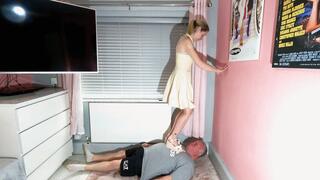 Danielle Wedge Shoes & Beige Dress Trampling (4K)