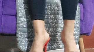 Beautiful super high toe heels hang from Stella's wonderful feet (7)