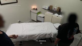 Special massage for Jessica, a thic black student who never had a body massage before!