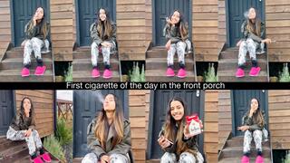 First cigarette of the day in the front porch
