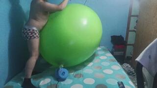 Playing with my giant balloon