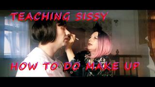 Lady Angela teaching my real life sissy how to do make up