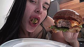 Eats a big burger and hiccups (1920x1080 HD) MP4