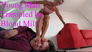 Milf vs Young - Young Man Trampled by Blond Milf