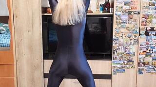 work out while i wear shiny jump suit