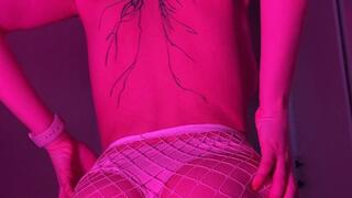 Twerking in fishnet tights and titsjob with ahegao