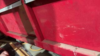 Annoyed goddess pummeled cock under her feet