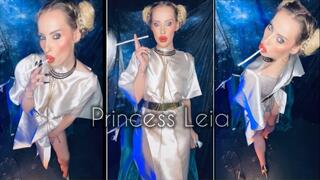 Princess Leia smokes a super long Eve 200