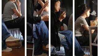 Two models sexy smoking