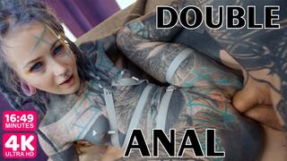 4K - DOUBLE ANAL Hardcore Tattooed Fuck