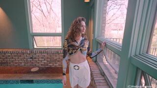 Lilith Relaxing in the Pool Wearing Shorts, Top and Heels