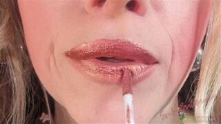 Metallic Bronze Lipstick Lips Smelling (HD) WMV
