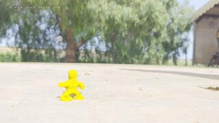 Giantess and clay men under her flipflop